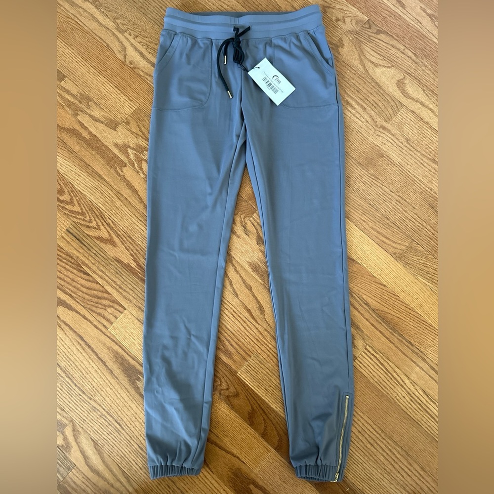 New Zyia Active Dark Gray‎ Peak Zipper Joggers Size X-Small (Long)